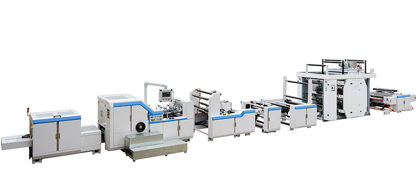 Adjustable Roll Feeding Square Bottom Paper Bag Machine With 2 Colors Printing Inline (Window Film Patch)